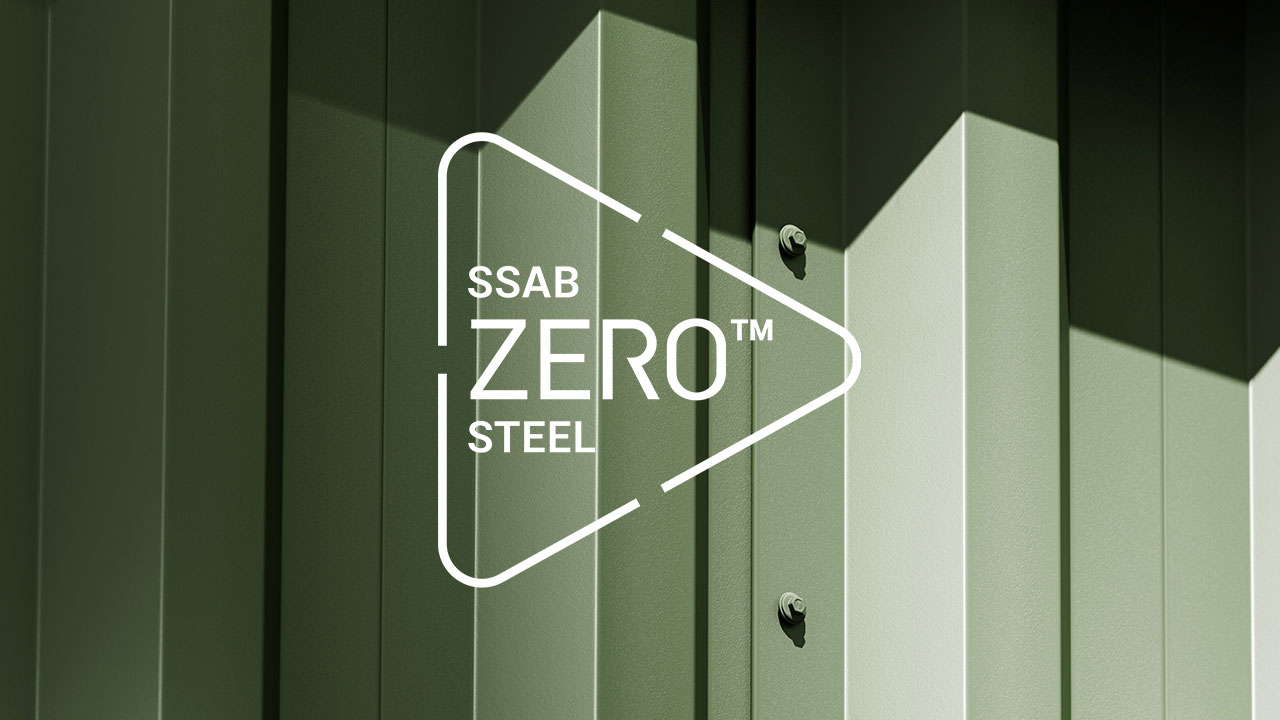 SSAB Zero™ logo on steel facade