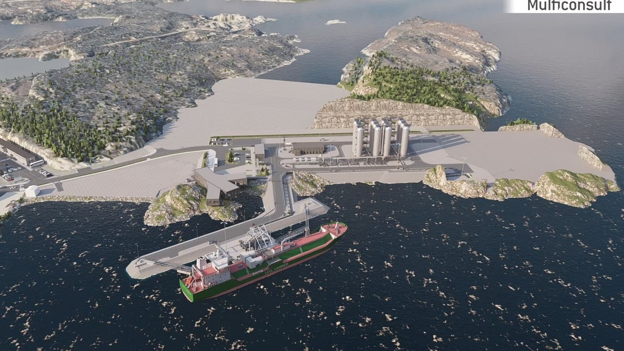 Illustration of the Northern Light facilities at the Energy Park in Øygarden outside of Bergen 
