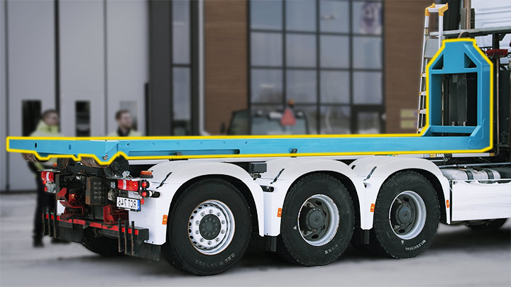 Truck with hook lift frame.