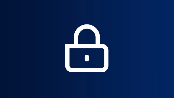 icon of a padlock on blue background